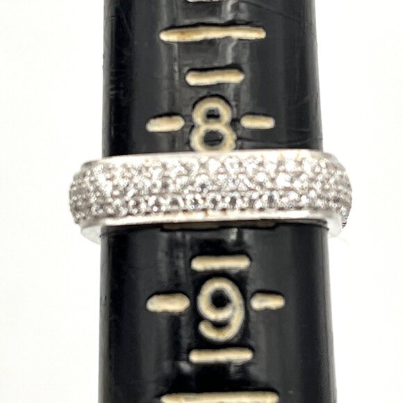 Sterling Silver Square Micro Pave Cubic Zirconia Eternity Band Ring 8.25 New - Picture 10 of 10